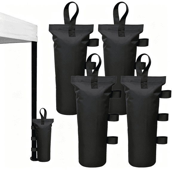 MISSMILE Canopy Weights Set of 4,Heavy Duty Canopy Weight Bags(120 Lbs)For Ez Pop Up Canopy Tent Outdoor Instant Canopies,Black(Without Sand)Heavy Duty Tent Weights,Set of 4