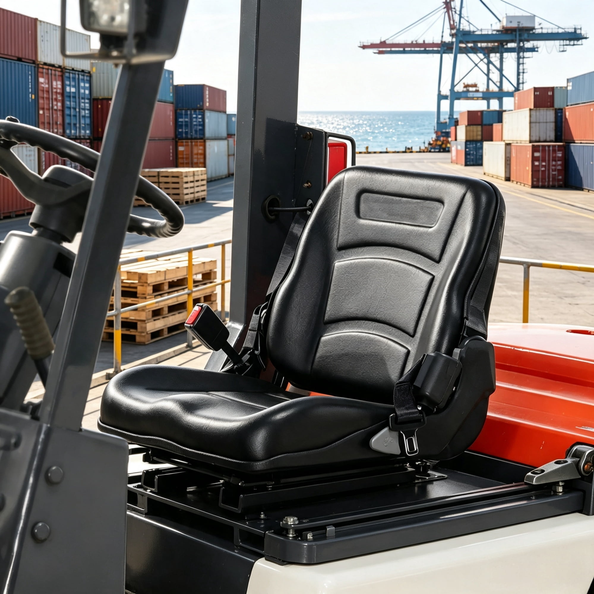 Universal Forklift & Tractor Seat, Adjustable Back with Micro Switch, 6.3-13.4" Slot for Loader & Excavator