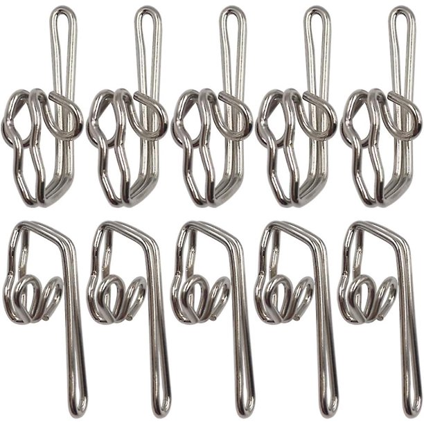 Paquete de 100 ganchos para cortinas de metal con cinta para el encabezado de la cortina, plateados