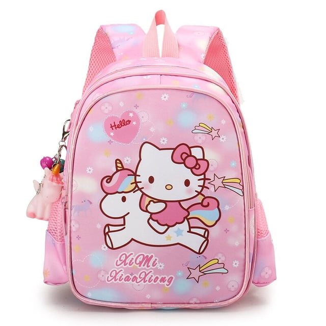 Mochila escolar de dibujos animados de Hello Kitty para niños, estudiantes de escuela primaria, mochilas de grado 1-3, guardería, bolsa de clase grande para niños y niñas Fivean unisex