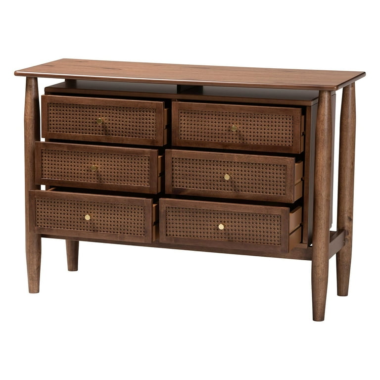 Baxton Studio Alyssa Japandi 6-Drawer Dresser Walnut Brown with