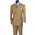thumbnail image 3 of VINCI Men's Mocha Brown Glen Plaid Double-Breasted Classic-Fit Suit - NEW - 52L (Big & Tall), 3 of 3