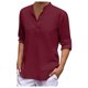 thumbnail image 1 of Designer Spring Summer Men's Casual Cotton Linen Solid Color Long Sleeve Shirts Loose Stand Collar Shirts 3XL, 1 of 5