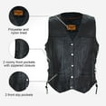 thumbnail image 3 of Dream Apparel Womens Motorcycle Vest Cowhide Leather Vests for Ladies Biker Riding Vest With 7 Pockets Side Laces Black, 3 of 9