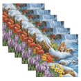 thumbnail image 6 of BZSMCE Satin Native Fab Cotton Dinner Napkin Winter Scene with Animals Cabin Reusable, 6 of 8