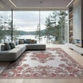 thumbnail image 2 of ODIKA 8'x10' Washable Area Rug Rosebud Ribbon Border Shack Dainty Clusters Pink Delicate Refined for Living Room, Under Sectional, Family , Durable, Non-Slip, 2 of 7