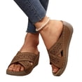 thumbnail image 2 of Arch Support Sandals Women's Wedge Platform Sandals for Women Orthopedic Dressy Arch Support Comfortable Slip on Non-Slip Wide Width Slides Platform Sandal Summer Beach Walking Vacation Sandals, 2 of 5