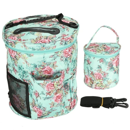 

Big sale 2Pcs Storage Bag 600D Oxford Cloth Printing MultiPocket Hand Strap Cylinder Shape Package(Green Peony )
