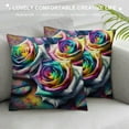 thumbnail image 3 of JEUXUS Short Plush Throw Pillow Cover Rose Flower Rainbow Colorful Print Comfort Soft Warm White, 3 of 5