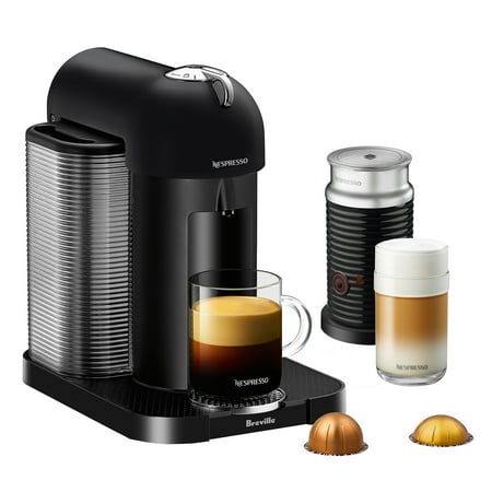 Nespresso Vertuo Coffee & Espresso Single-Serve Machine in Matte Black and Aeroccino Milk Frother in Black, BNV250BKM1BUC1