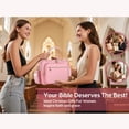 thumbnail image 5 of Large Bible Tote Bags with Bible Cover Case for Women, Quilted Carrying Case with Handles Shoulder Strap, Bible Study Supplies Accessories Christian Gifts for Women Mom Teacher (Pink), 5 of 8