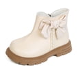 thumbnail image 2 of BRGZLK Kids Girls Princess Dress Boots 2026 Fashion Cute Pearl Bowknot Non-Slip Booties Casual Comfortable Outdoor Ankle Boots with Zipper, Birthday Wedding Shoes Beige 10-10.5 Years, 2 of 9