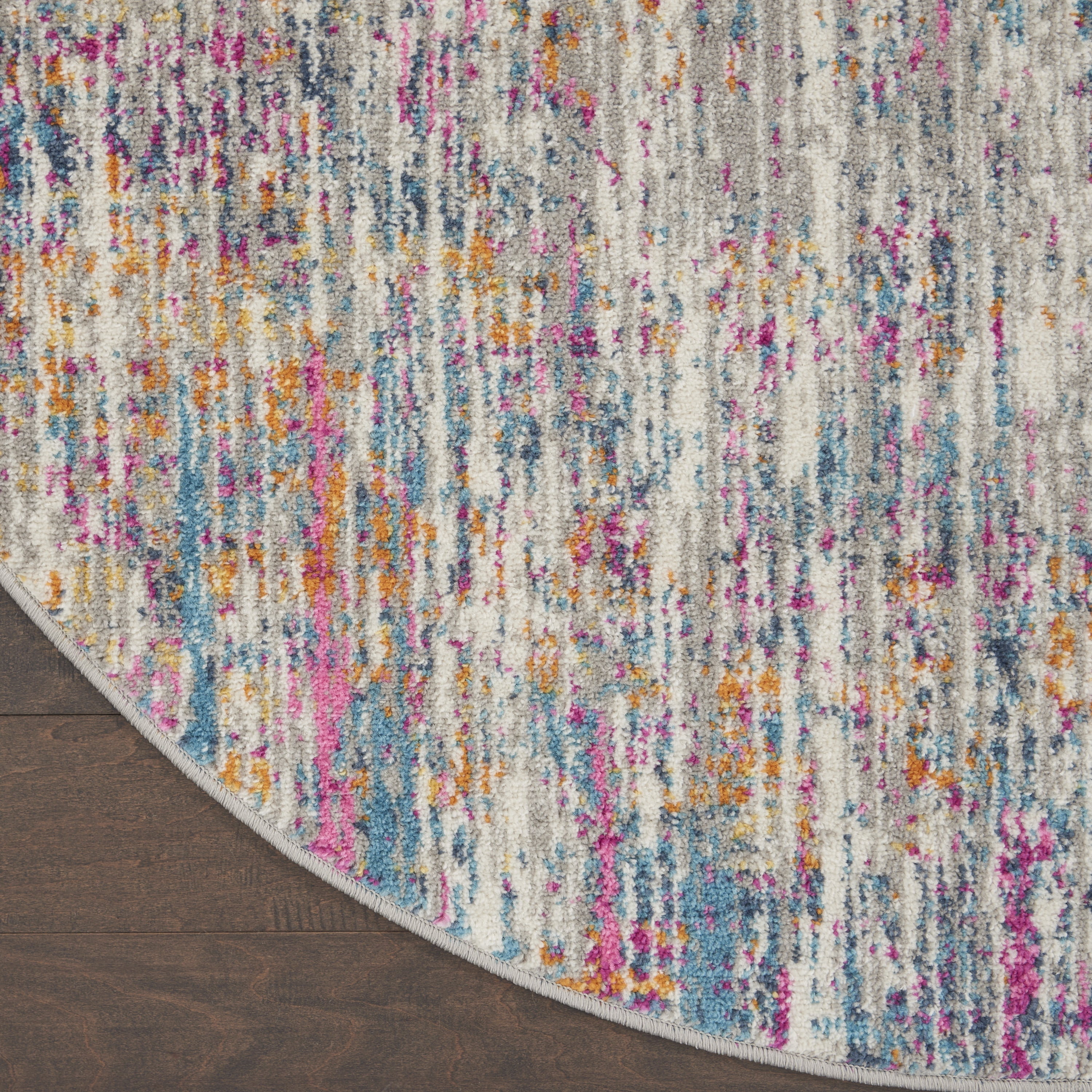Nourison Passion Ivory/Multi 4' x Round Area Rug, Modern, Abstract, Bed Room, Living Room, Dining Room, Kitchen, , Easy Cleaning, Non Shedding (4' Round)