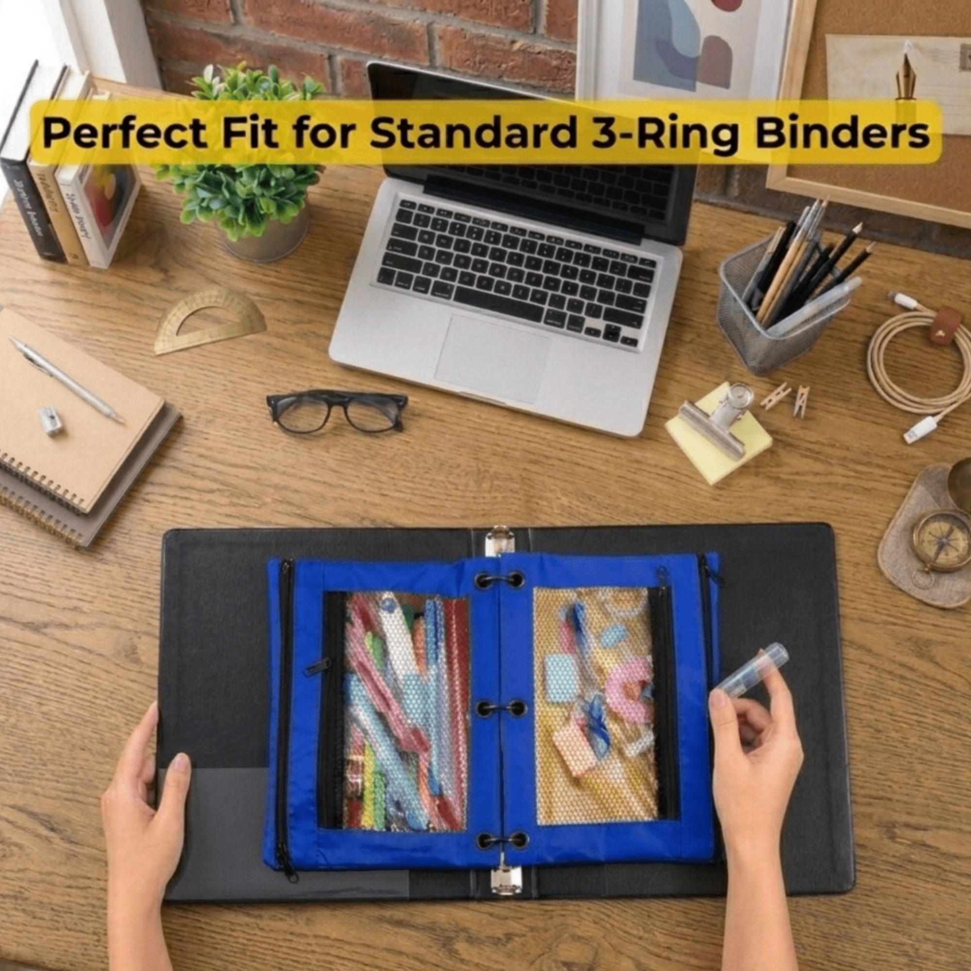 School Supply Boxes | 3 Ring Pencil Bag / Binder Pouch  | 96 Pack | Blue Pencil Bag / Binder Pouch