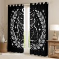 thumbnail image 2 of Manfei Spooky Cat Moon Kitchen Curtains, Vintage Gem Leaf Black Out Curtains Pack of 2 (42x63 Each), Monochrome Black, 2 of 6