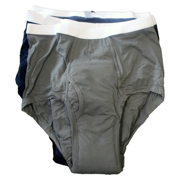 SUPPORT PLUS Mens Incontinence Underwear Washable Briefs Reusable 20 oz. Black, Grey, Navy 3 Pack - 2X/XXL