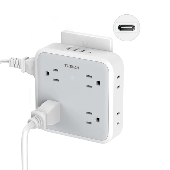 Cargador de pared USB TESSAN 4 enchufes eléctricos con 4 puertos USB