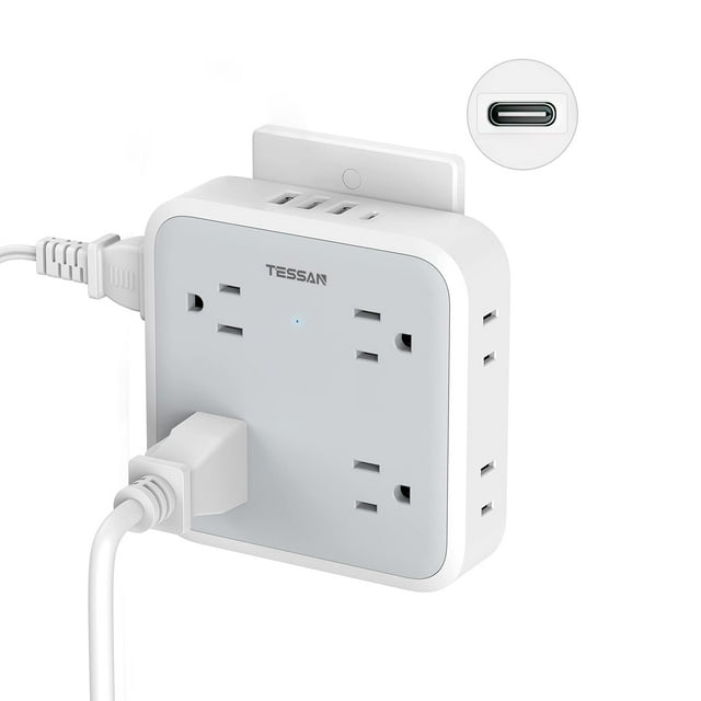 Cargador de pared USB TESSAN 4 enchufes eléctricos con 4 puertos USB