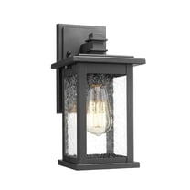Emliviar Outdoor Wall Sconce, 1-Light Exterior Wall Lantern in Black Finish with Clear Seeded Glass, OS-1803EW1
