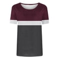thumbnail image 2 of AKOEE T-shirts Tshirts for Women Short Sleeve Crewneck Graphic Basic Tees Casual Trendy Summer Tops, Purple #A 2XL, 2 of 6