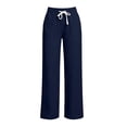 thumbnail image 5 of CHGBMOK Linen Pants for Women Drawstring High Waisted Wide Leg Pants Casual Loose Fit Trousers, 5 of 5