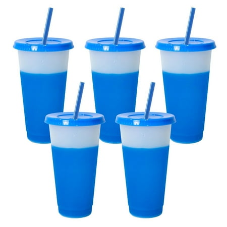 

Color Changing Cups|Reusable Color Changing Cups with Lids and Straws|5PCS Cold Sensation Change Color Iced Coffee Smoothie Cold Cup Tumbler for Adults Kid Women Summer Party