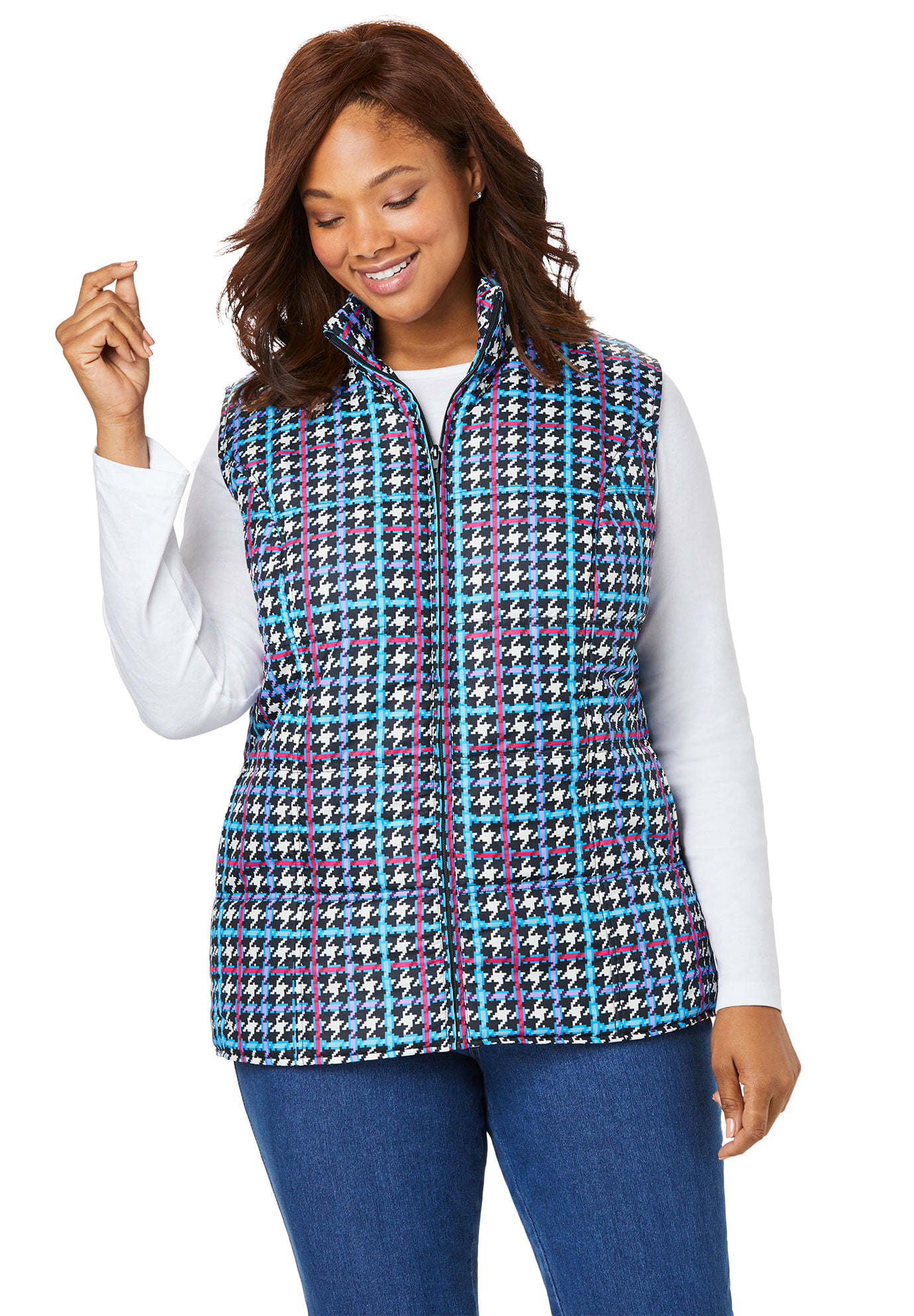 Woman Within Womens Plus Size Zip-Front Quilted Vest