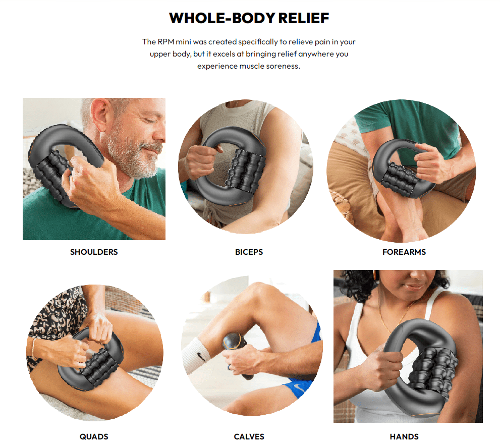 Mini Massager: Portable Deep Tissue Massager for Neck & Shoulder Pain Relief - 3-Speed Rolling & Percussion - Rechargeable, Cordless