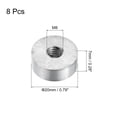 thumbnail image 2 of Disco de aluminio redondo de 20mm de diámetro con rosca M8, paquete de 8, adaptador de círculo de aluminio para mesa de vidrio, 2 of 5