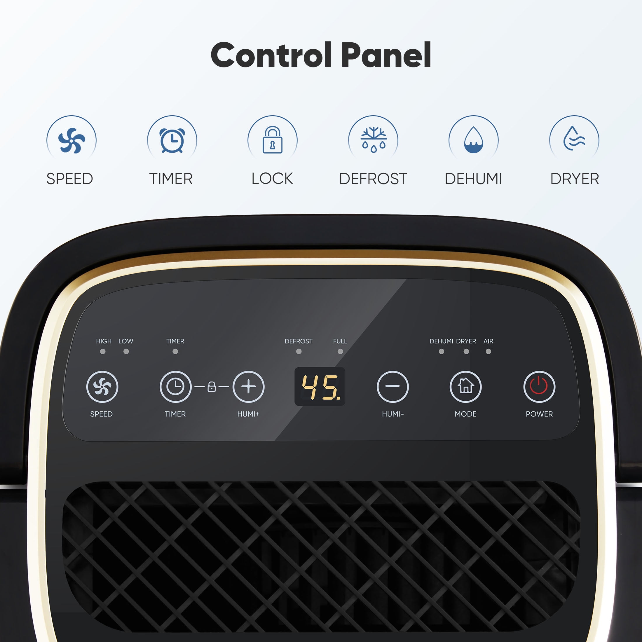 ZUNMOS 9-Pint Home Dehumidifier with Smart Humidity Control and 24-Hour Timer, 2,100 Sq. Ft. Coverage with Handle, Wheels and Drain Hose