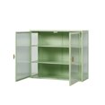 thumbnail image 5 of Two-door Wall Cabinet, Modern Kitchen Wall Mounted Cabinet with 2 Glass Doors, Three-tier Storage, Characteristic Woven Pattern, Metal Wall Cabinet for Entryway, Living Room, Bathroom,  Mint Green, 5 of 8