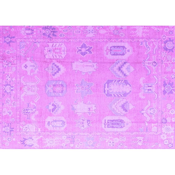 Ahgly Company Indoor Rectangle Abstract Purple Modern Area Rugs, 5' x 7'