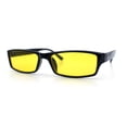 thumbnail image 5 of SA106 Mens Hippie Pimp Color Lens Narrow Rectangular Black Frame Sunglasses Yellow, 5 of 7