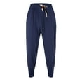 thumbnail image 3 of MRULIC jeans for men Elastic Drop-crotch Waist Joggers Casual Pants Trousers Solid Men Cotton-linen Men's pants Men Casual Pants Navy Blue + XXL, 3 of 8
