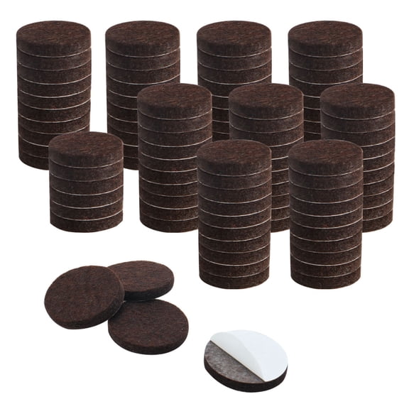 Unique Bargains 100Pcs Furniture Felt Pads Round 1 1/4" Non Slip Reduce Noise Chair Leg Pad Brown