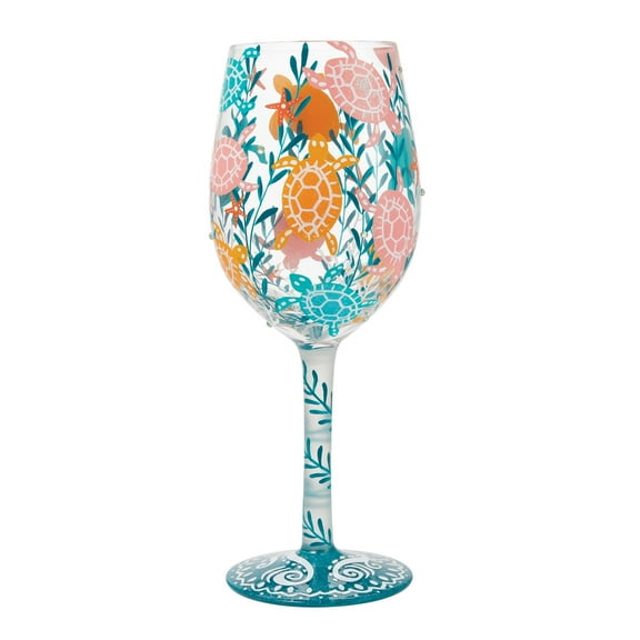 Lolita Sea Turtle Delight Hand Painted Wine Glass 15oz