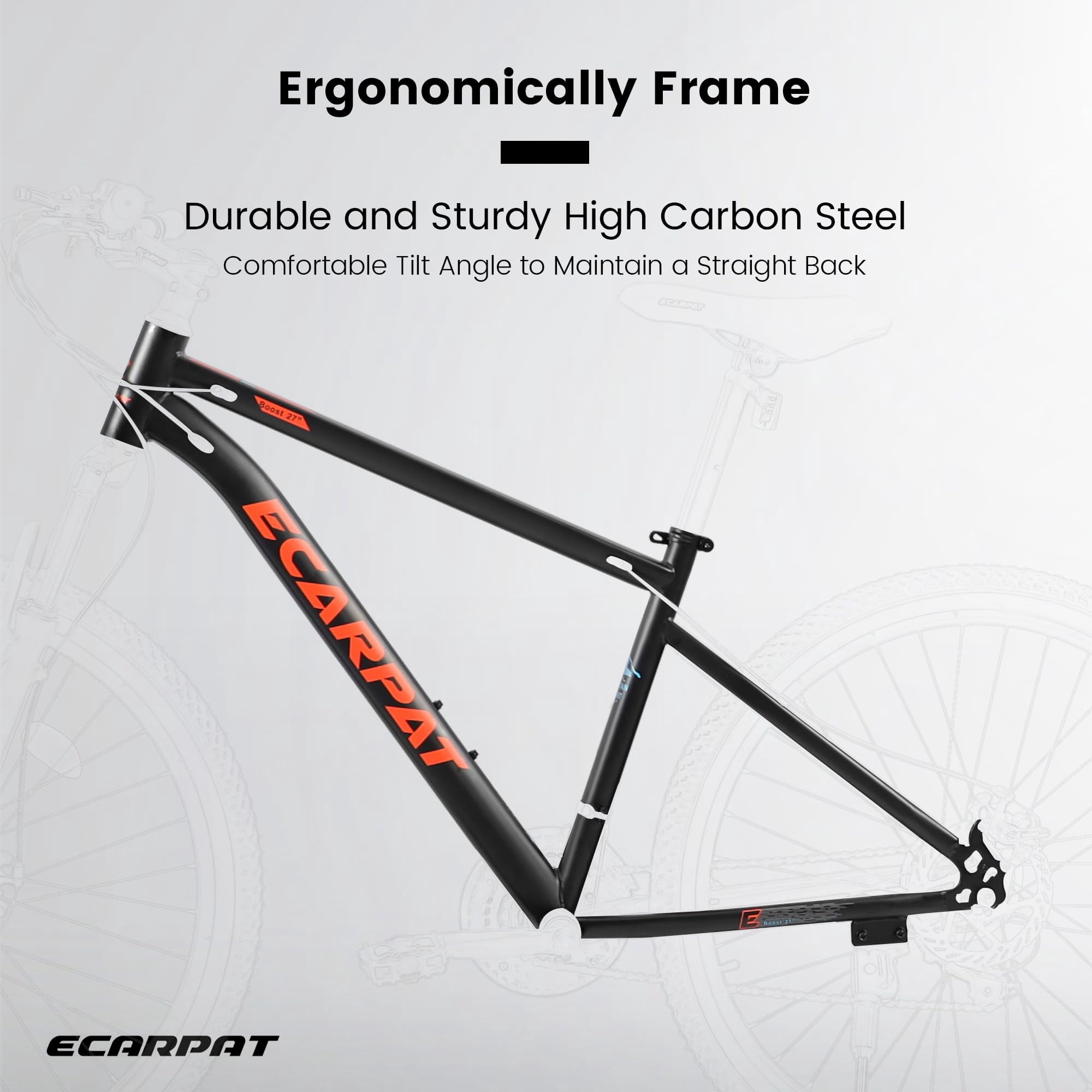 27.5" Mountain Bike, High Carbon Steel Frame & Disc Brakes, for Commuting & Trail Riding, Adult Men Women