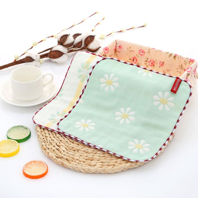 Toalla pequeña cuadrada de algodón de seis capas, toalla de jardín de infantes, gasa, toalla de saliva, pañuelo, toalla cuadrada pequeña de algodón