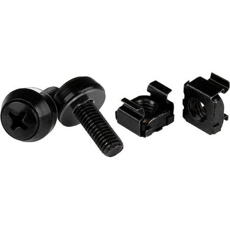

good deal wei M6 Cage Nuts and Screws - 50 Pack - 12mm Rack Screws and Cage Nuts - Black (CABSCREWM6B) Black Cage Nuts and Mounting Screws