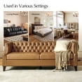thumbnail image 6 of 84" Genuine Leather Sofa 3-Seater Chesterfield Couch with Nailhead Trims for Living Room Apartment Camel, 6 of 7