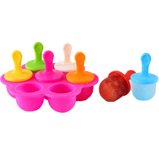 Molde De Bandeja De Hielo De Silicona 7 Agujeros De Colores - Rosa Roja MFZFUKR CPB-DE-LYY1599-6