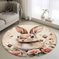 thumbnail image 2 of Round Area Rug 3ft, Watercolor Floral Easter Egg Non-Slip Non-Shedding Floor Mat, Pastoral Rose on Retro Backdrop Washable Sturdy Carpet for Living Room Bedroom Home Decor, 2 of 9