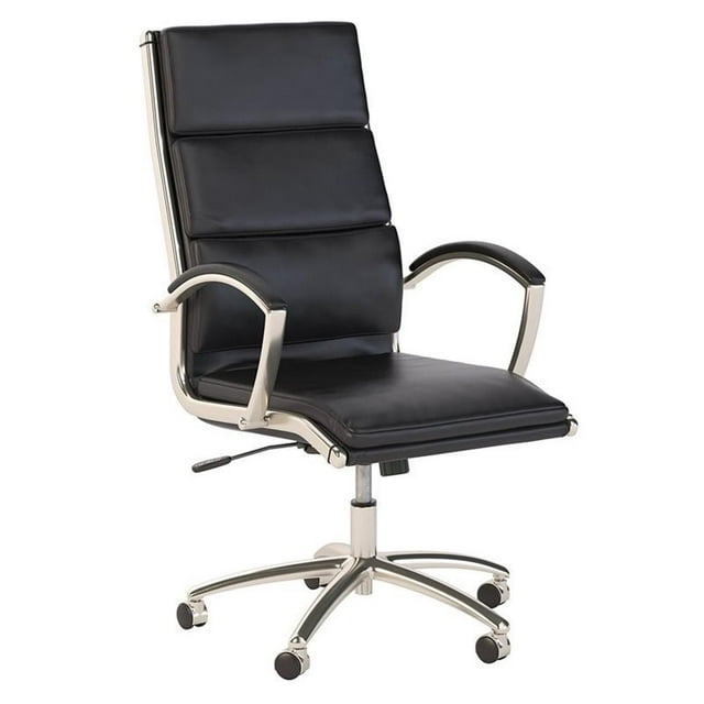 Pemberly Row High Back Contemporary Faux Leather Executive Office Chair in Black