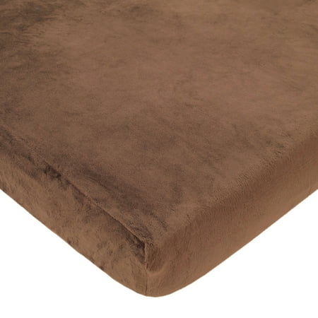 TL Care Heavenly Soft Chenille Fitted Mini Crib Sheet 24" x 38", Warm and Cozy Chenille Portable Sheet, Chocolate, for Boys and Girls, Fits Most Pack N Play Mattresses