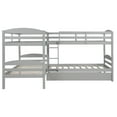 thumbnail image 4 of Twin L-Shaped Corner Bunk Bed and Loft Bed with Trundle Solid Wood Twin Bunk Bed Loft Bed with Guardrail, 5 Bed Bunk, 4 of 7