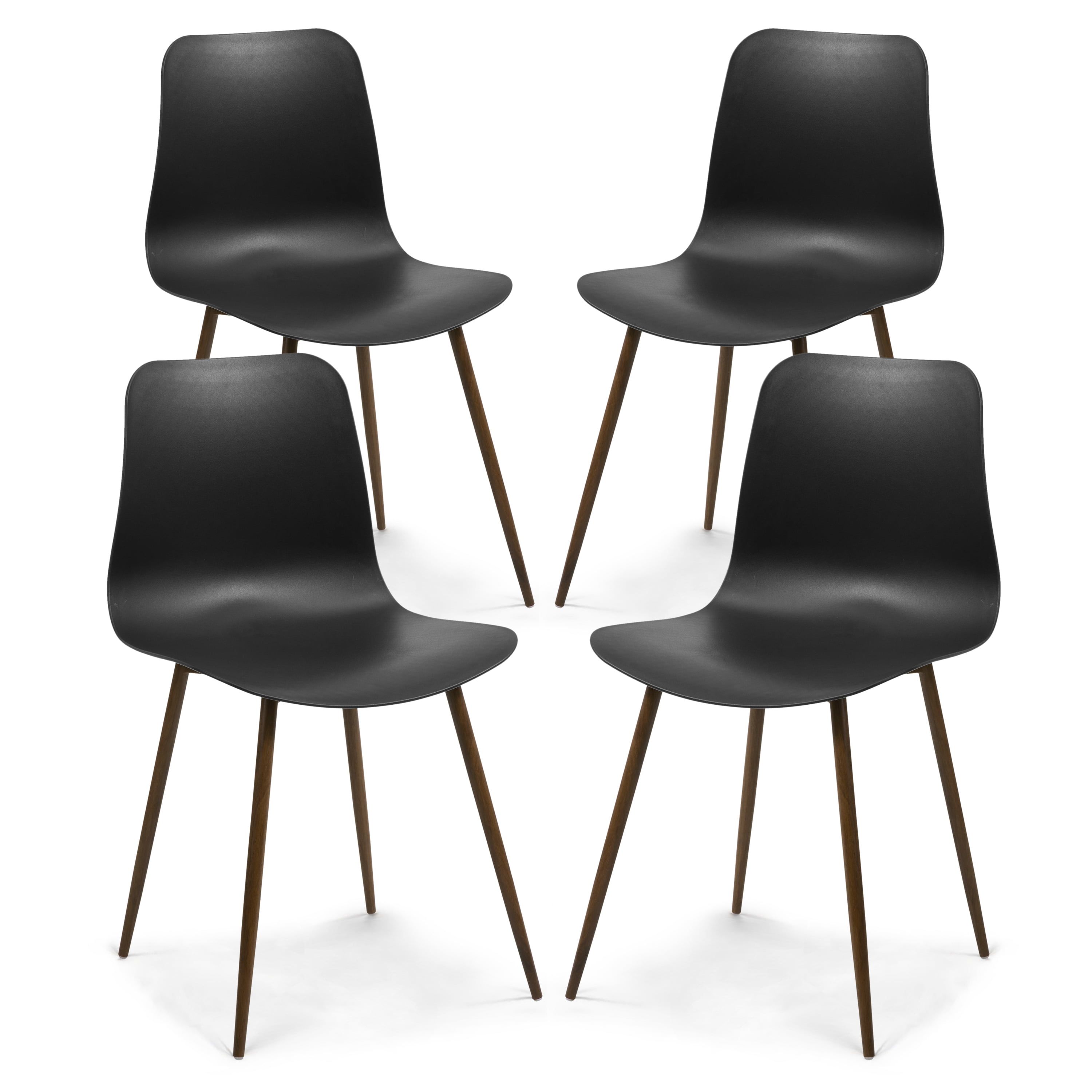 Set of 4 Poly and Bark Landon Contemporary Kitchen Dining Sculpted Mid-Century Side Chair in Black