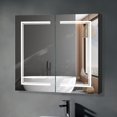 thumbnail image 2 of IVV 32" × 28" Bathroom Wall-Mounted LED Mirrored Cabinet with 2 Doors, Adjustable Shelves, Charging Station, Three-Color Dimmable Lighting, Anti-Fog, Power-Off Memory (Black), 2 of 9