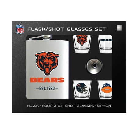 MOJO  Chicago Bears Shot Glass & Flask Gift Set