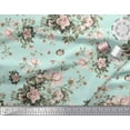thumbnail image 3 of Soimoi Green Cotton Voile Fabric Leaves & Rose Floral Print Sewing Fabric Yard 42 Inch Wide, 3 of 3
