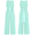 thumbnail image 4 of LiiYii Girls Solid Color Chiffon Jumpsuit with Detachable Flower Embellishment for Party Summer Mint Green 12, 4 of 5